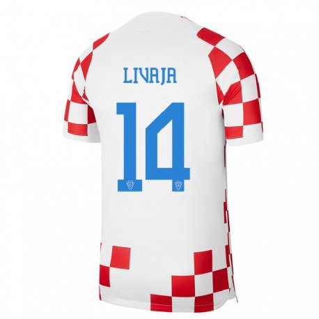 Kandiny Niño Camiseta Croacia Marko Livaja #14 Rojo Blanco 1ª Equipación 22-24 La Camisa Chile