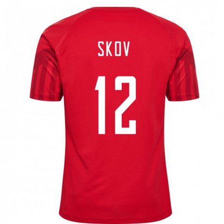 Kandiny Niño Camiseta Dinamarca Robert Skov #12 Rojo 1ª Equipación 22-24 La Camisa Chile