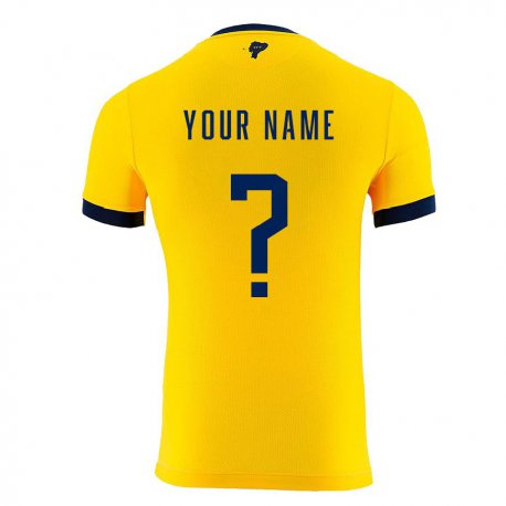 Kandiny Niño Camiseta Ecuador Su Nombre #0 Amarillo 1ª Equipación 22-24 La Camisa Chile