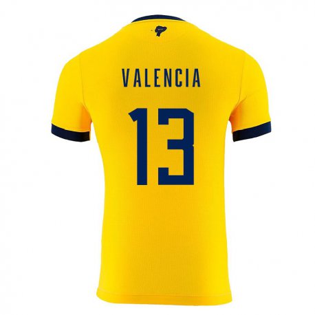 Kandiny Niño Camiseta Ecuador Enner Valencia #13 Amarillo 1ª Equipación 22-24 La Camisa Chile