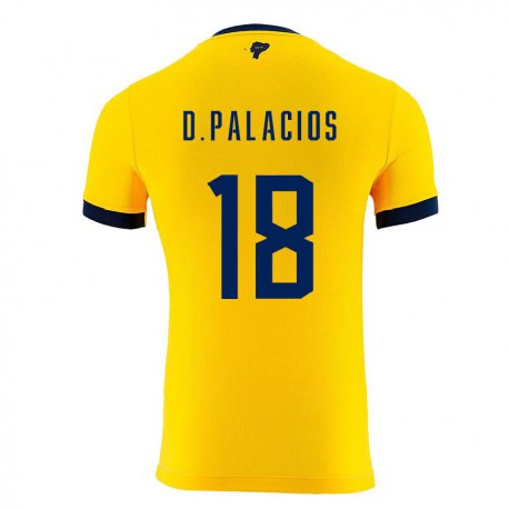 Kandiny Niño Camiseta Ecuador Diego Palacios #18 Amarillo 1ª Equipación 22-24 La Camisa Chile