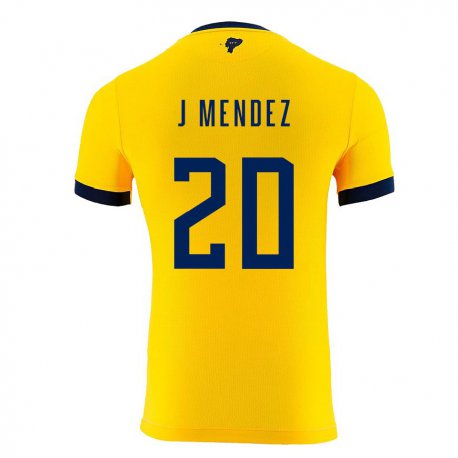 Kandiny Niño Camiseta Ecuador Jhegson Mendez #20 Amarillo 1ª Equipación 22-24 La Camisa Chile