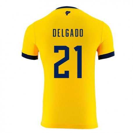 Kandiny Niño Camiseta Ecuador Patrickson Delgado #21 Amarillo 1ª Equipación 22-24 La Camisa Chile