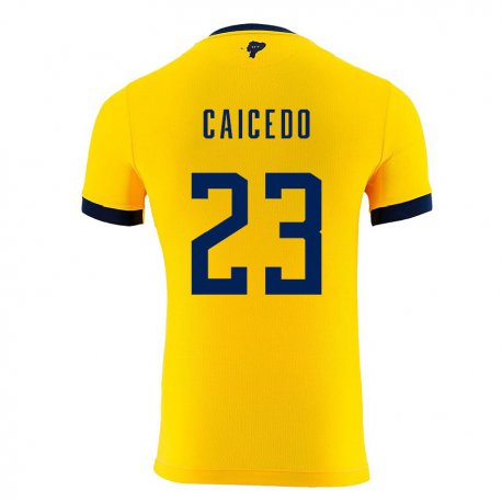 Kandiny Niño Camiseta Ecuador Moises Caicedo #23 Amarillo 1ª Equipación 22-24 La Camisa Chile