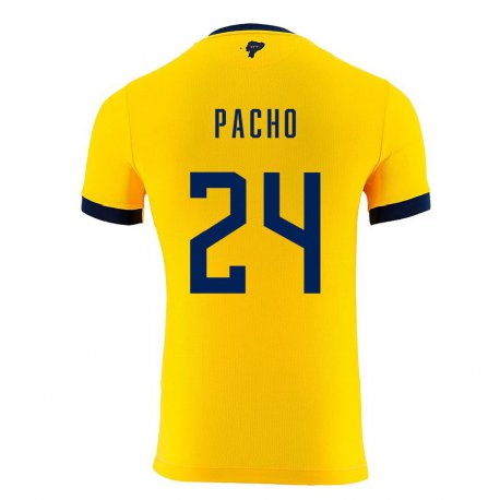 Kandiny Niño Camiseta Ecuador William Pacho #24 Amarillo 1ª Equipación 22-24 La Camisa Chile