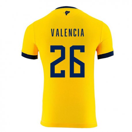Kandiny Niño Camiseta Ecuador Anthony Valencia #26 Amarillo 1ª Equipación 22-24 La Camisa Chile