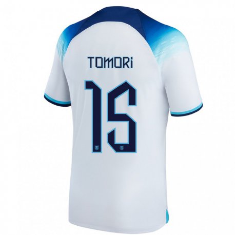 Kandiny Niño Camiseta Inglaterra Fikayo Tomori #15 Blanco Azul 1ª Equipación 22-24 La Camisa Chile