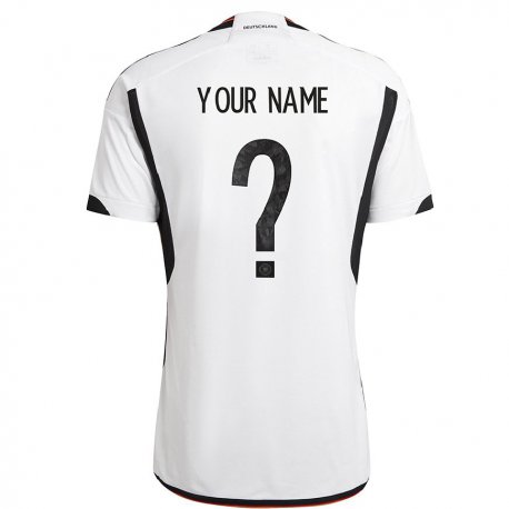 Kandiny Niño Camiseta Alemania Su Nombre #0 Blanco Negro 1ª Equipación 22-24 La Camisa Chile
