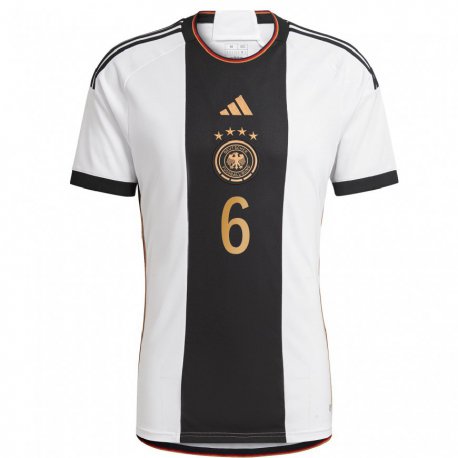 Kandiny Niño Camiseta Alemania Anton Stach #6 Blanco Negro 1ª Equipación 22-24 La Camisa Chile