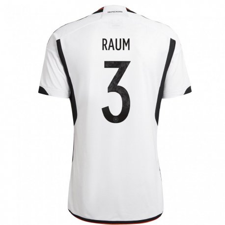 Kandiny Niño Camiseta Alemania David Raum #3 Blanco Negro 1ª Equipación 22-24 La Camisa Chile