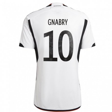 Kandiny Niño Camiseta Alemania Serge Gnabry #10 Blanco Negro 1ª Equipación 22-24 La Camisa Chile