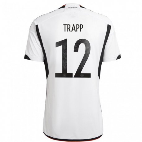 Kandiny Niño Camiseta Alemania Kevin Trapp #12 Blanco Negro 1ª Equipación 22-24 La Camisa Chile