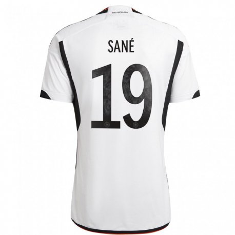 Kandiny Niño Camiseta Alemania Leroy Sane #19 Blanco Negro 1ª Equipación 22-24 La Camisa Chile