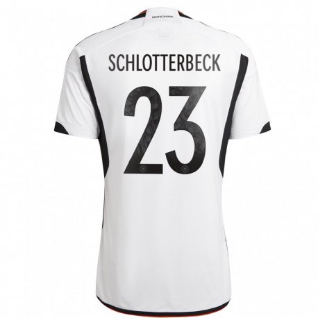Kandiny Niño Camiseta Alemania Nico Schlotterbeck #23 Blanco Negro 1ª Equipación 22-24 La Camisa Chile