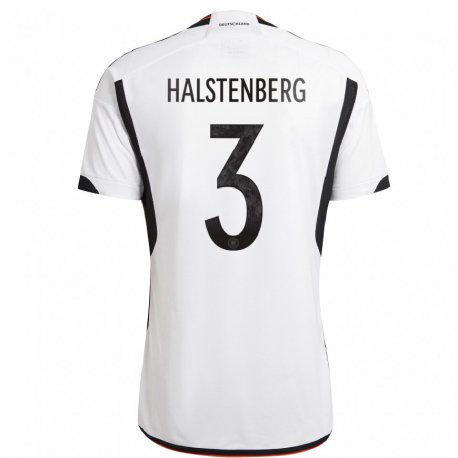 Kandiny Niño Camiseta Alemania Marcel Halstenberg #3 Blanco Negro 1ª Equipación 22-24 La Camisa Chile