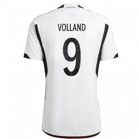 Kandiny Niño Camiseta Alemania Kevin Volland #9 Blanco Negro 1ª Equipación 22-24 La Camisa Chile