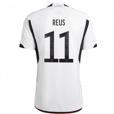 Kandiny Niño Camiseta Alemania Marco Reus #11 Blanco Negro 1ª Equipación 22-24 La Camisa Chile