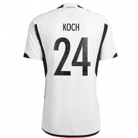 Kandiny Niño Camiseta Alemania Robin Koch #24 Blanco Negro 1ª Equipación 22-24 La Camisa Chile