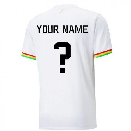 Kandiny Niño Camiseta Ghana Su Nombre #0 Blanco 1ª Equipación 22-24 La Camisa Chile