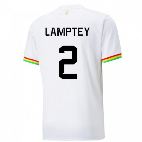 Kandiny Niño Camiseta Ghana Tariq Lamptey #2 Blanco 1ª Equipación 22-24 La Camisa Chile