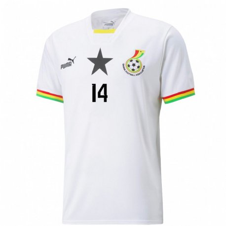 Kandiny Niño Camiseta Ghana Stephan Ambrosius #14 Blanco 1ª Equipación 22-24 La Camisa Chile