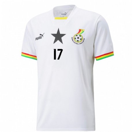 Kandiny Niño Camiseta Ghana Benjamin Tetteh #17 Blanco 1ª Equipación 22-24 La Camisa Chile