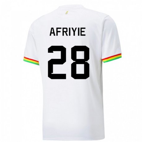 Kandiny Niño Camiseta Ghana Daniel Afriyie #28 Blanco 1ª Equipación 22-24 La Camisa Chile