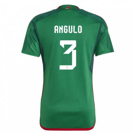 Kandiny Niño Camiseta México Jesus Angulo #3 Verde 1ª Equipación 22-24 La Camisa Chile