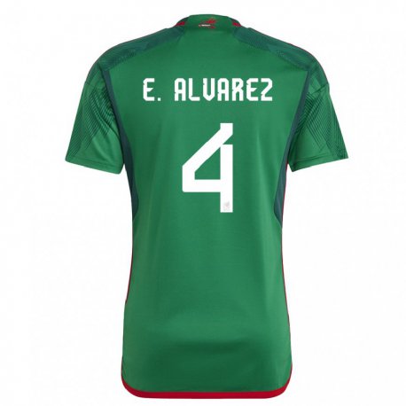 Kandiny Niño Camiseta México Edson Alvarez #4 Verde 1ª Equipación 22-24 La Camisa Chile