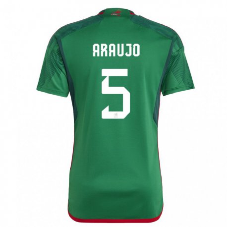 Kandiny Niño Camiseta México Julian Araujo #5 Verde 1ª Equipación 22-24 La Camisa Chile