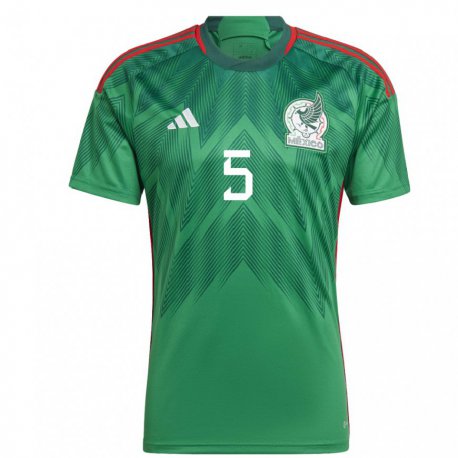 Kandiny Niño Camiseta México Julian Araujo #5 Verde 1ª Equipación 22-24 La Camisa Chile