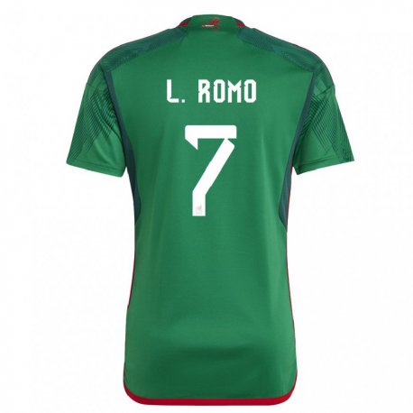 Kandiny Niño Camiseta México Luis Romo #7 Verde 1ª Equipación 22-24 La Camisa Chile