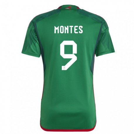 Kandiny Niño Camiseta México Cesar Montes #9 Verde 1ª Equipación 22-24 La Camisa Chile