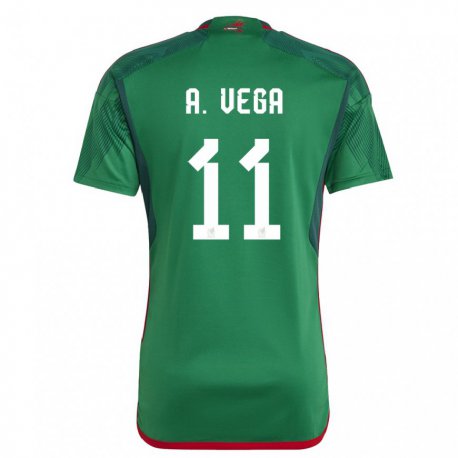 Kandiny Niño Camiseta México Alexis Vega #11 Verde 1ª Equipación 22-24 La Camisa Chile