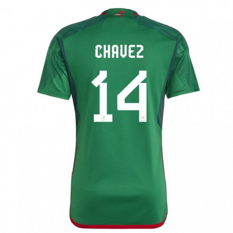 Kandiny Niño Camiseta México Luis Chavez #14 Verde 1ª Equipación 22-24 La Camisa Chile