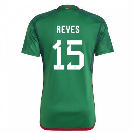 Kandiny Niño Camiseta México Israel Reyes #15 Verde 1ª Equipación 22-24 La Camisa Chile