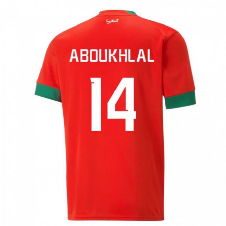 Kandiny Niño Camiseta Marruecos Zakaria Aboukhlal #14 Rojo 1ª Equipación 22-24 La Camisa Chile
