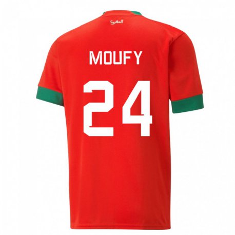 Kandiny Niño Camiseta Marruecos Fahd Moufy #24 Rojo 1ª Equipación 22-24 La Camisa Chile