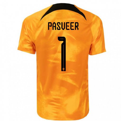 Kandiny Niño Camiseta Países Bajos Remko Pasveer #1 Naranja Láser 1ª Equipación 22-24 La Camisa Chile