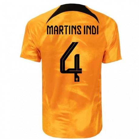 Kandiny Niño Camiseta Países Bajos Bruno Martins Indi #4 Naranja Láser 1ª Equipación 22-24 La Camisa Chile