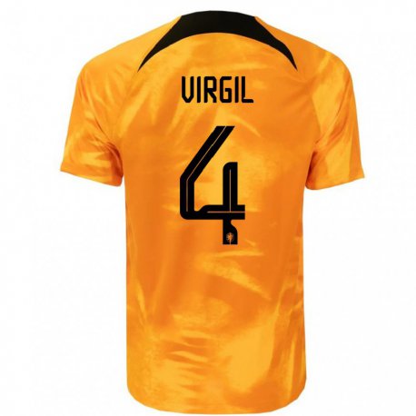 Kandiny Niño Camiseta Países Bajos Virgil Van Dijk #4 Naranja Láser 1ª Equipación 22-24 La Camisa Chile