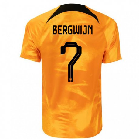 Kandiny Niño Camiseta Países Bajos Steven Bergwijn #7 Naranja Láser 1ª Equipación 22-24 La Camisa Chile