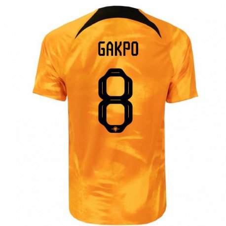 Kandiny Niño Camiseta Países Bajos Cody Gakpo #8 Naranja Láser 1ª Equipación 22-24 La Camisa Chile