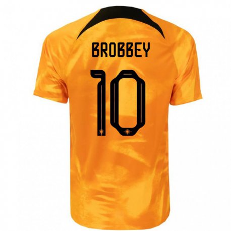 Kandiny Niño Camiseta Países Bajos Brian Brobbey #10 Naranja Láser 1ª Equipación 22-24 La Camisa Chile