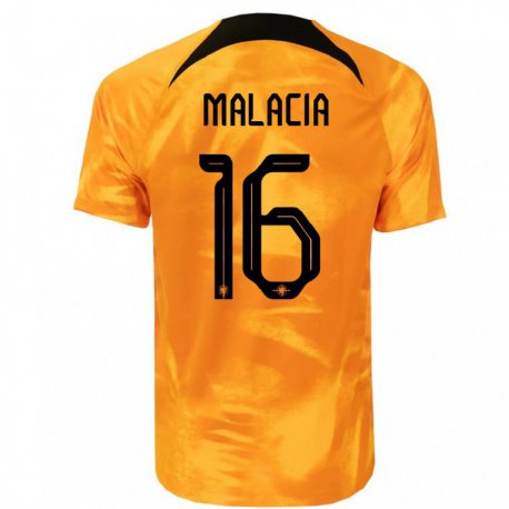 Kandiny Niño Camiseta Países Bajos Tyrell Malacia #16 Naranja Láser 1ª Equipación 22-24 La Camisa Chile