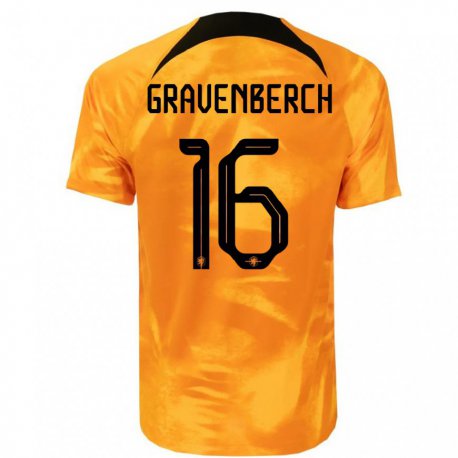 Kandiny Niño Camiseta Países Bajos Ryan Gravenberch #16 Naranja Láser 1ª Equipación 22-24 La Camisa Chile