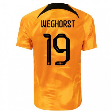 Kandiny Niño Camiseta Países Bajos Wout Weghorst #19 Naranja Láser 1ª Equipación 22-24 La Camisa Chile