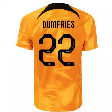 Kandiny Niño Camiseta Países Bajos Denzel Dumfries #22 Naranja Láser 1ª Equipación 22-24 La Camisa Chile