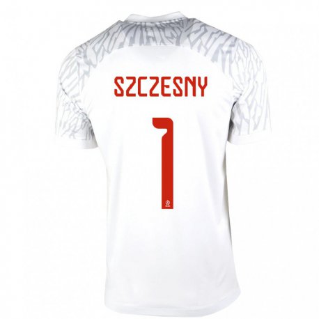 Kandiny Niño Camiseta Polonia Wojciech Szczesny #1 Blanco 1ª Equipación 22-24 La Camisa Chile