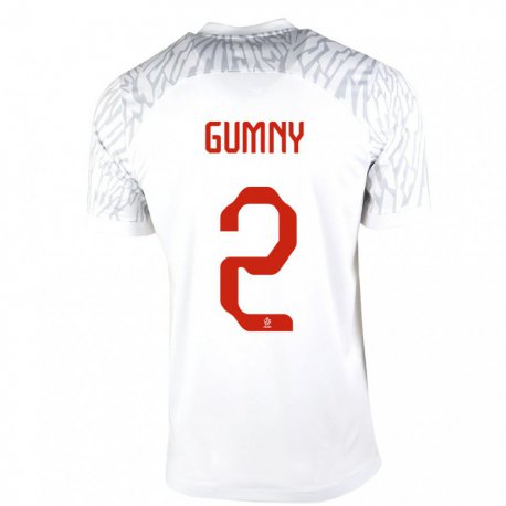 Kandiny Niño Camiseta Polonia Robert Gumny #2 Blanco 1ª Equipación 22-24 La Camisa Chile